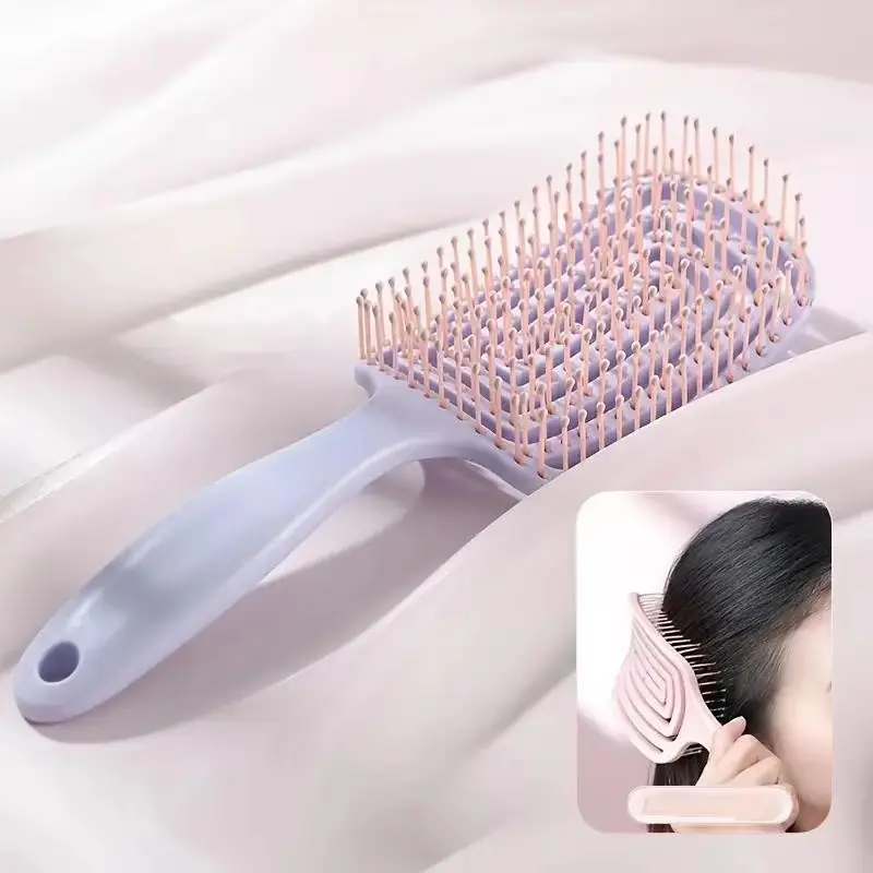 Puffy High Crown Durable Hairdressing Comb Cleaning Styling and Massaging Functions, Cushion Flat Brush, Scalp Massage Brush, Daily Hair Care, Styling Brushes