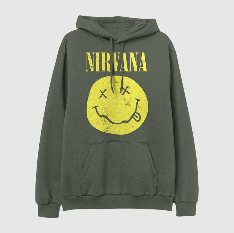Nirvana Smiley Hoodie, 90's sweatshirt, Hot Pink Nirvana Sweater, Sweatshirt, Hoodie