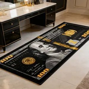Money Pattern Carpet, Soft Comfortable Mat, Hand Wash Only, Home Decor, Bedroom Bedside Rug, Gold Aesthetic, Home Decorative Rug
