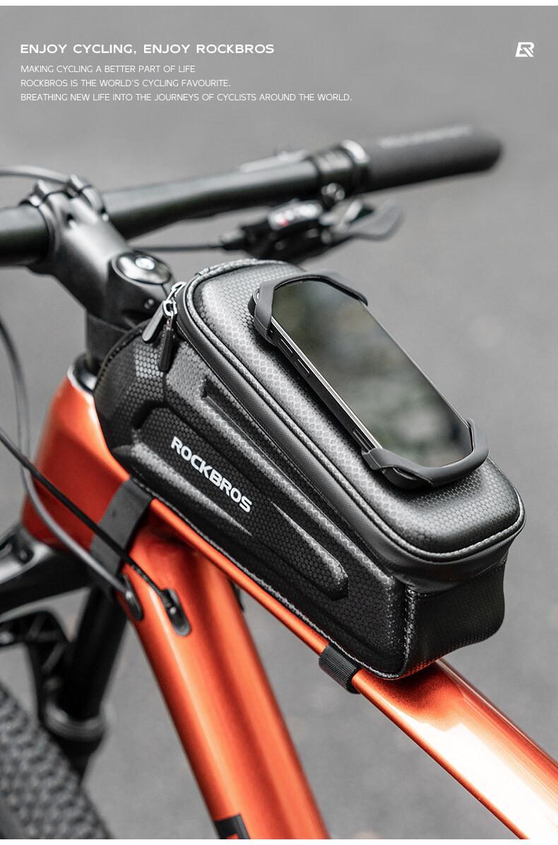 ROCKBROS Bicycle Front Top Tube Bag Touch Screen Bicycle Frame Bag Bicycle Bag 1.5L Large Capacity Adjustable Cycling Bag Bicycle Accessories