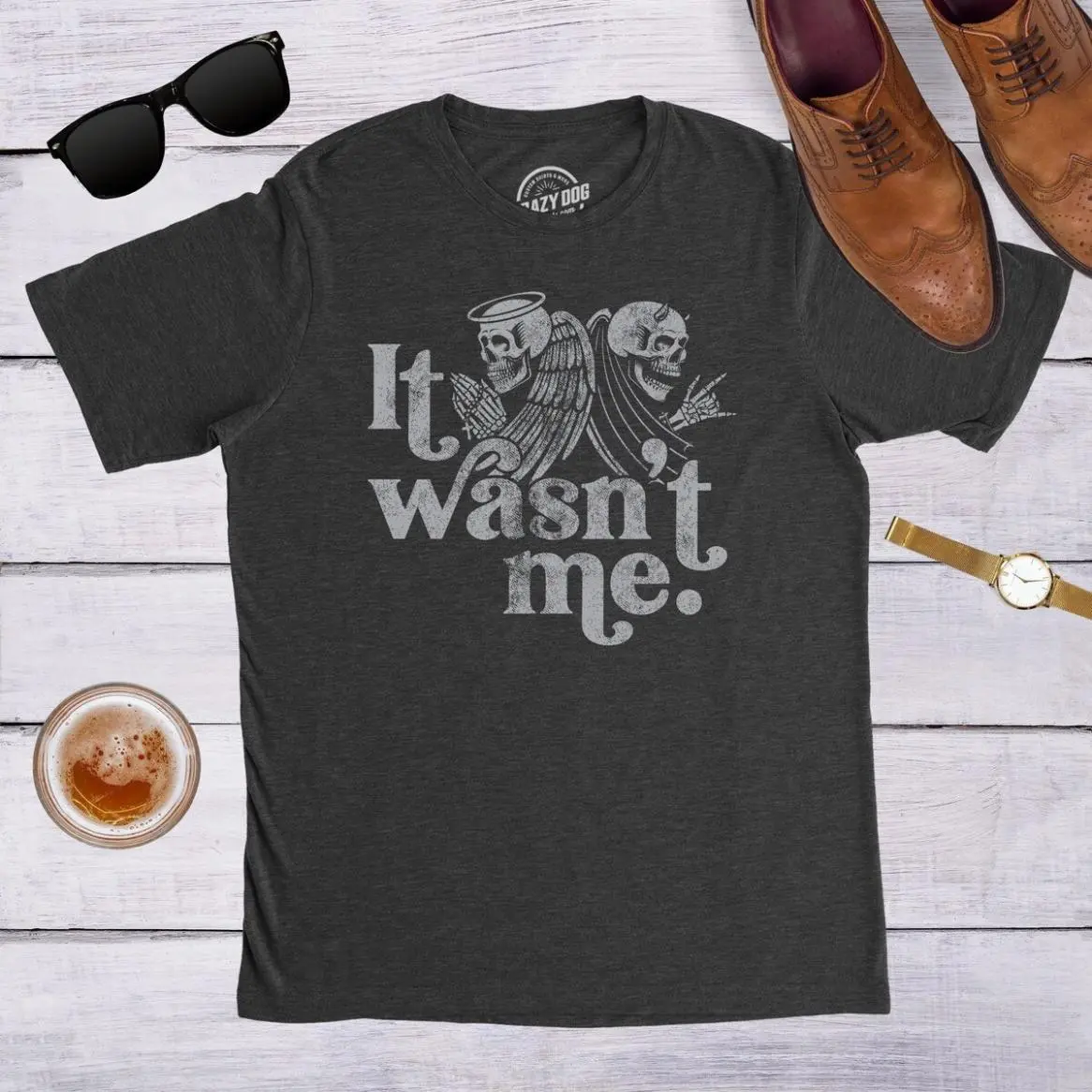 It Wasn't Me, Angel and Devil, Halloween Shirt, Spooky Shirt, Funny Halloween Tee, Halloween, 666 Evil Shirts, Funny Tee, Easy