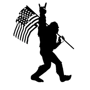 Bigfoot peace with us flag vinyl decal car window choose color and size
