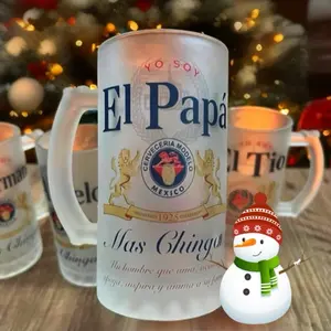 Men's 16oz Frosted Modelo El Papa Mas Chingon Funny Beverage Mug - Modern Reusable Tumbler, Washable Ceramic Drinkware, Stylish Printed Cup, Fathers Day Gift