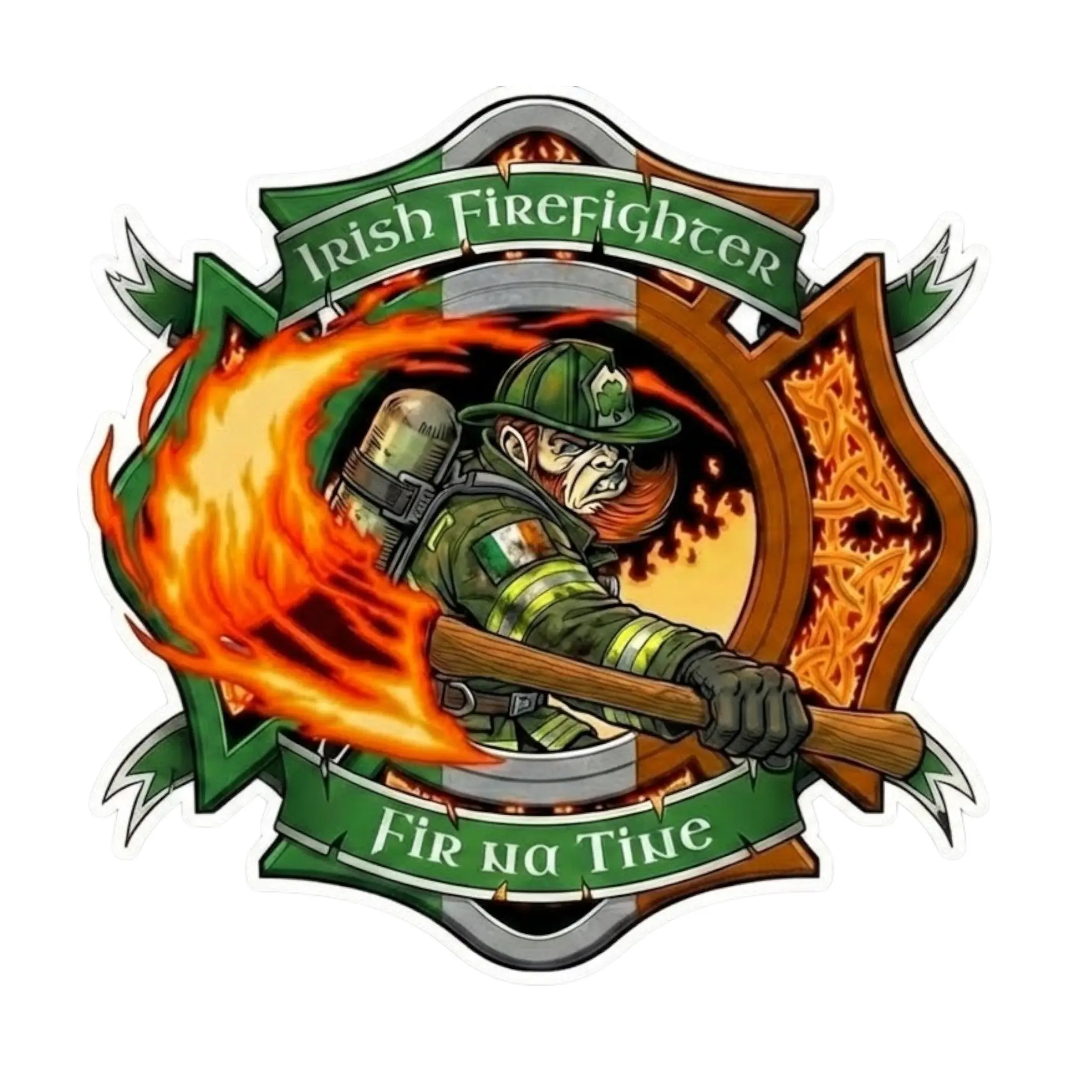 Non-Reflective Irish Firefighter Car Sticker, AI Generated Firefighter Decals for Fire Department Automotive Exterior Accessory (TikTok-Inspired)
