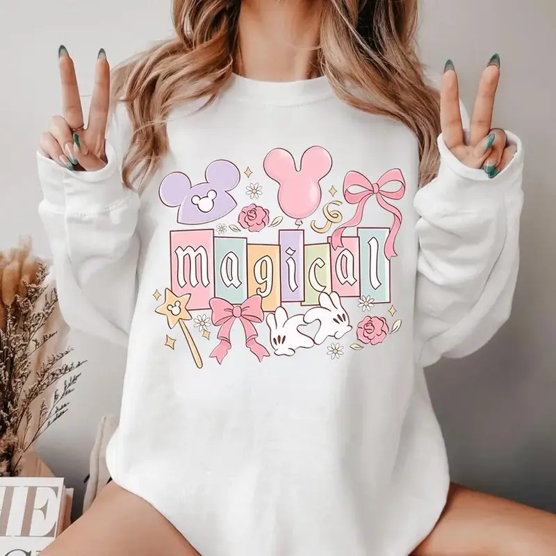 Adult & Youth Vintage Magical Coquette Magic Kingdom Sweatshirt, Mouse Ears Tee, Magic Kingdomland Family Shirt, Magic Kingdom Trip Vacation Shirt