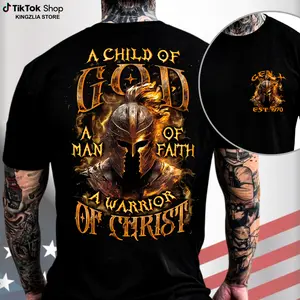[Kingzlia] Gen X Custom Year Shirt, A Child of God, A Warrior of Christ Generation X Custom Year Badass Generation T-shirt, Gen X Custom Shirt - 100% Cotton Top Unisex Comfort Womenswear, Custom Year Of Birth Shirt Printed Tshirt