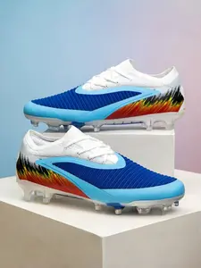 Men's Gradient Knit Soccer Shoes Fg Long Studs, Professional Grass Field Training Anti-Slip Sports Shoes, Ideal for Matches and Practice