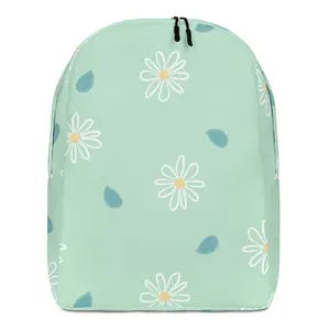 Mint Green Daisies & Leaves | Minimalist Backpack