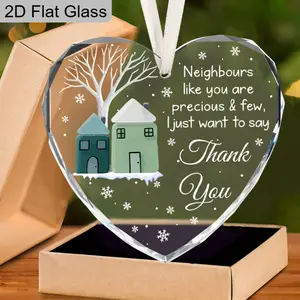 1pc 2D Glass Heart Crystal Neighborhood Appreciation Gift for New Home Warming Gifts, Christmas Gifts for Neighbors, New Year Gifts, Unique Birthday Gifts, Christmas Party Gifts, Christmas Tree Decoration