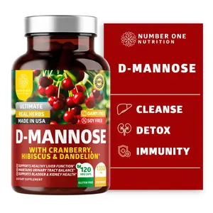 Number One Nutrition D-Mannose with Cranberry, Hibiscus & Dandelion - 120 Capsules, Made in USA, Supports Liver Function, Soy-Free, Natural Supplement