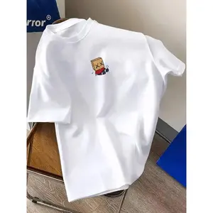 Square Person Print Loose T-Shirt, Casual Fitted Crop Top, Daily Wear, Stylish and Unique Design, Versatile Clothing Item,Men's Solid Color Crewneck Tee for Gym & Casual