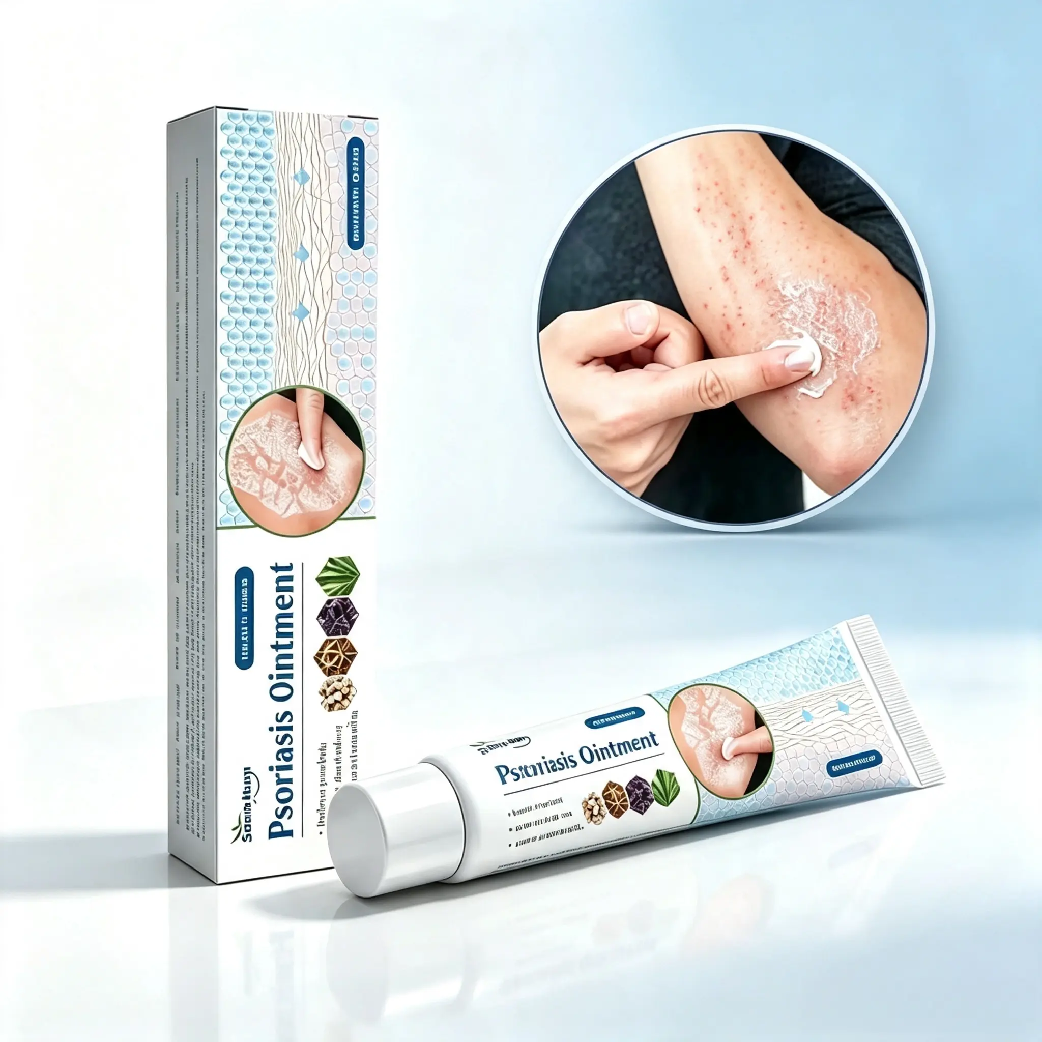 South Moon Herbal Psoriasis Ointment, Gentle Non-Greasy Moisturizing Balm, Relief for Itchy Dry Flaky Rough Skin, Target Spot Care for Elbows Knees Hands Ankles, Daily External Care for Seasonal Sensitive Skin