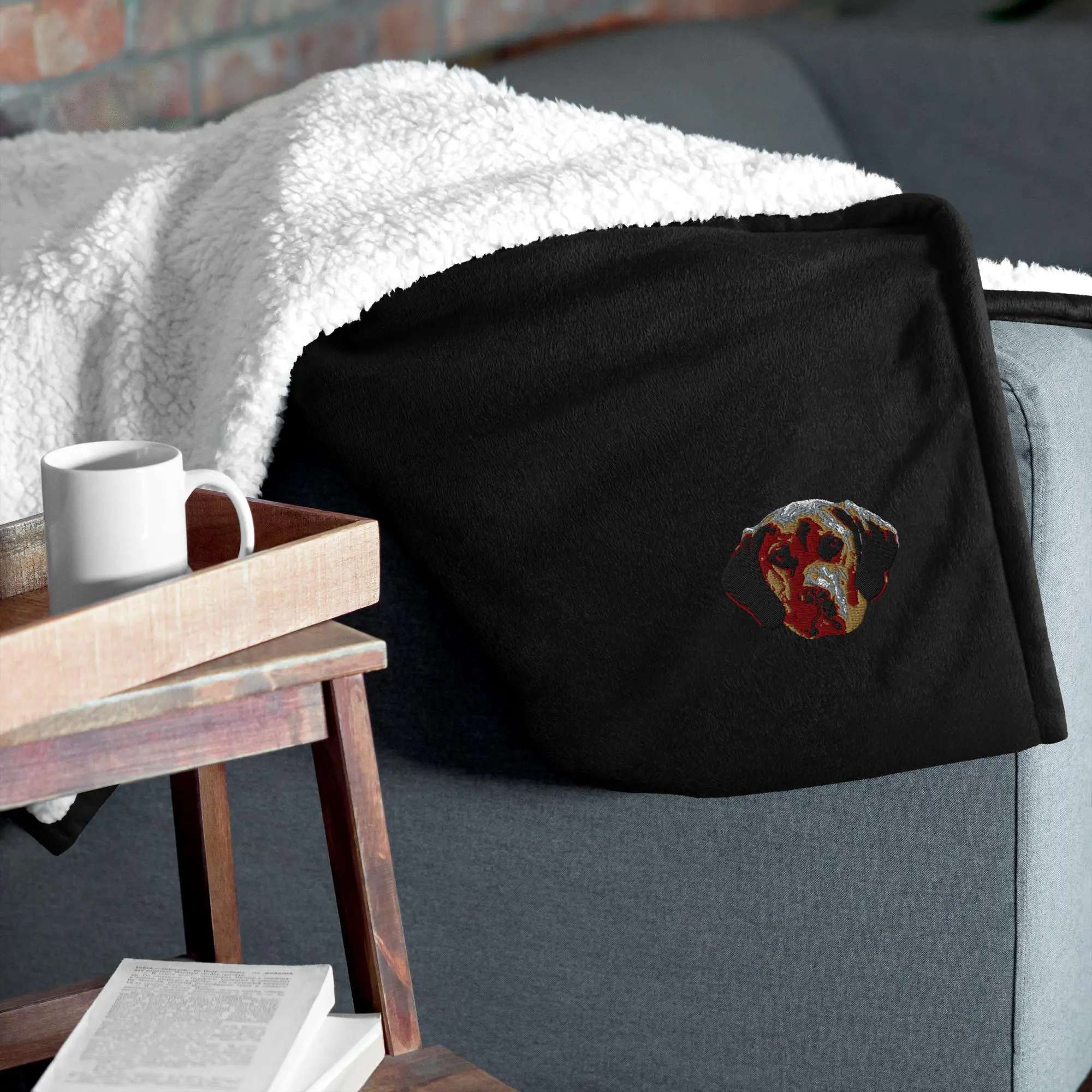 Custom Embroidered Premium Pet Portrait Sherpa Blanket