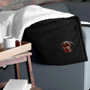 Custom Embroidered Premium Pet Portrait Sherpa Blanket