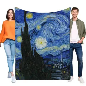 Vincent van Gogh Starry Night Blanket Soft Plush Throw for Home Decor Cozy Bed Sofa Cover Perfect Gift for Art Lovers Couples Fe A multi-functional and beautiful blanket suitable for decoration, use and as a gift. Add some fun to your home