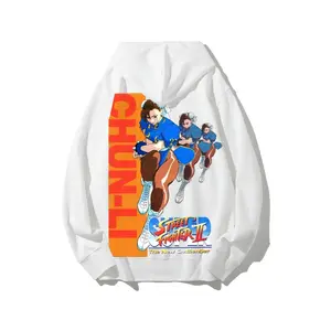 street fighter chun li print pure cotton hoodie pullover sweatshirt retro nostalgic anime game merchandise independent design soft skin friendly street fashion trendy otaku wear