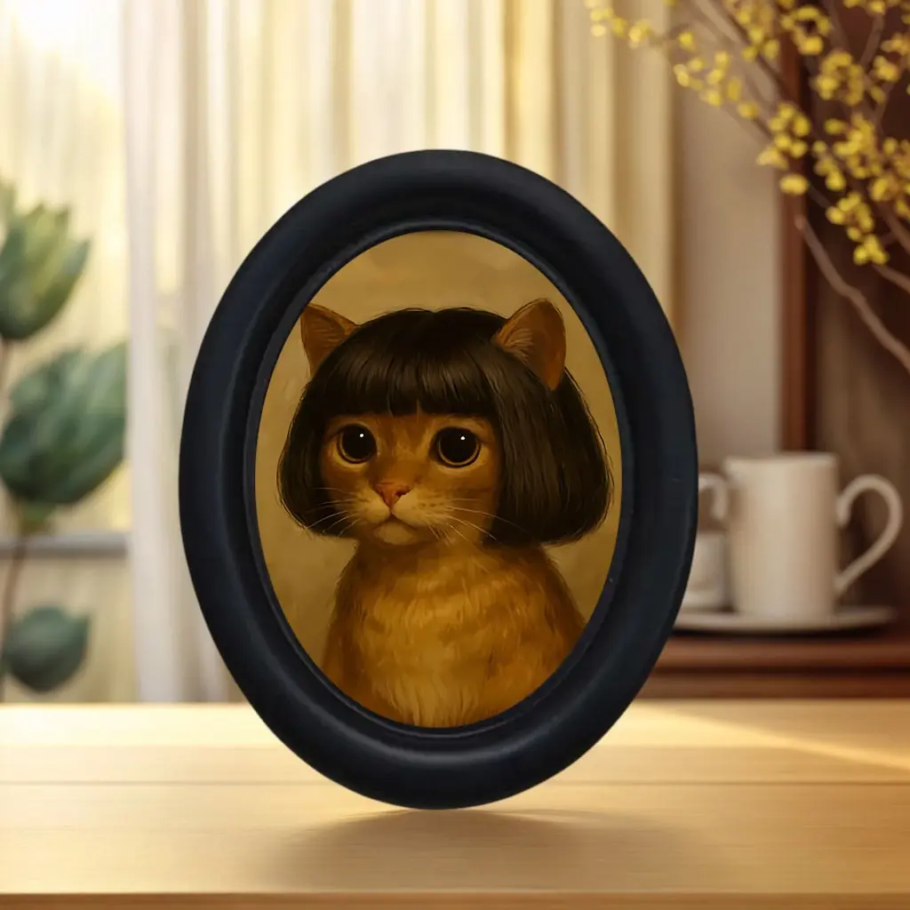 Funny Long Hair Cat Wall Decor, Framed Funny Cat Decoration, Wooden Mini Hanging Art, Artistic Unique Home Kitchen Office Decor, Aesthetic Wall Decor, Fun Gift, Holiday Gift
