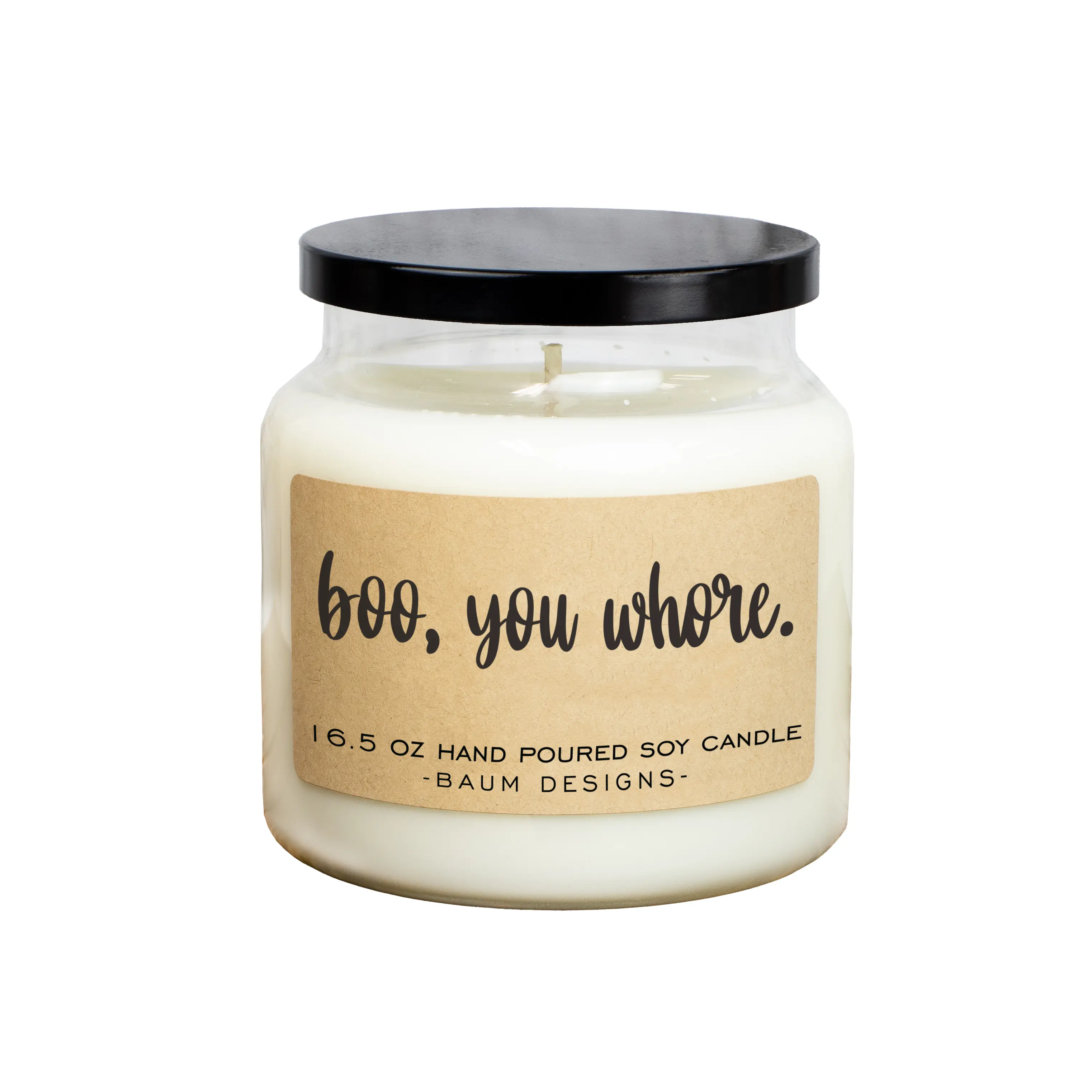 Boo, You Whore Soy Candle - 16.5oz | Baum Designs | Unique Funny Christmas Gift