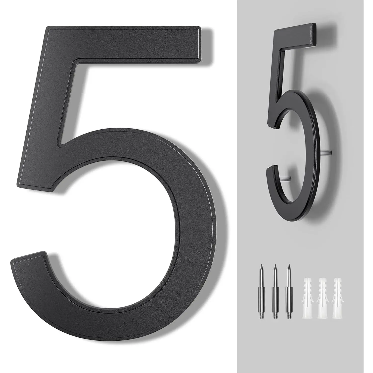 Metal House Numbers for Outside 10 Inch Modern Address Numbers for House Number Black Large Floating House Numbers - Door Numbers for House Home Street Numbers 5