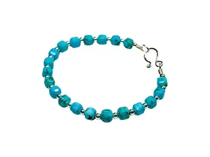 Turquoise with Silver Bracelet - Size 6.5" - Elegant Design for Everyday Wear