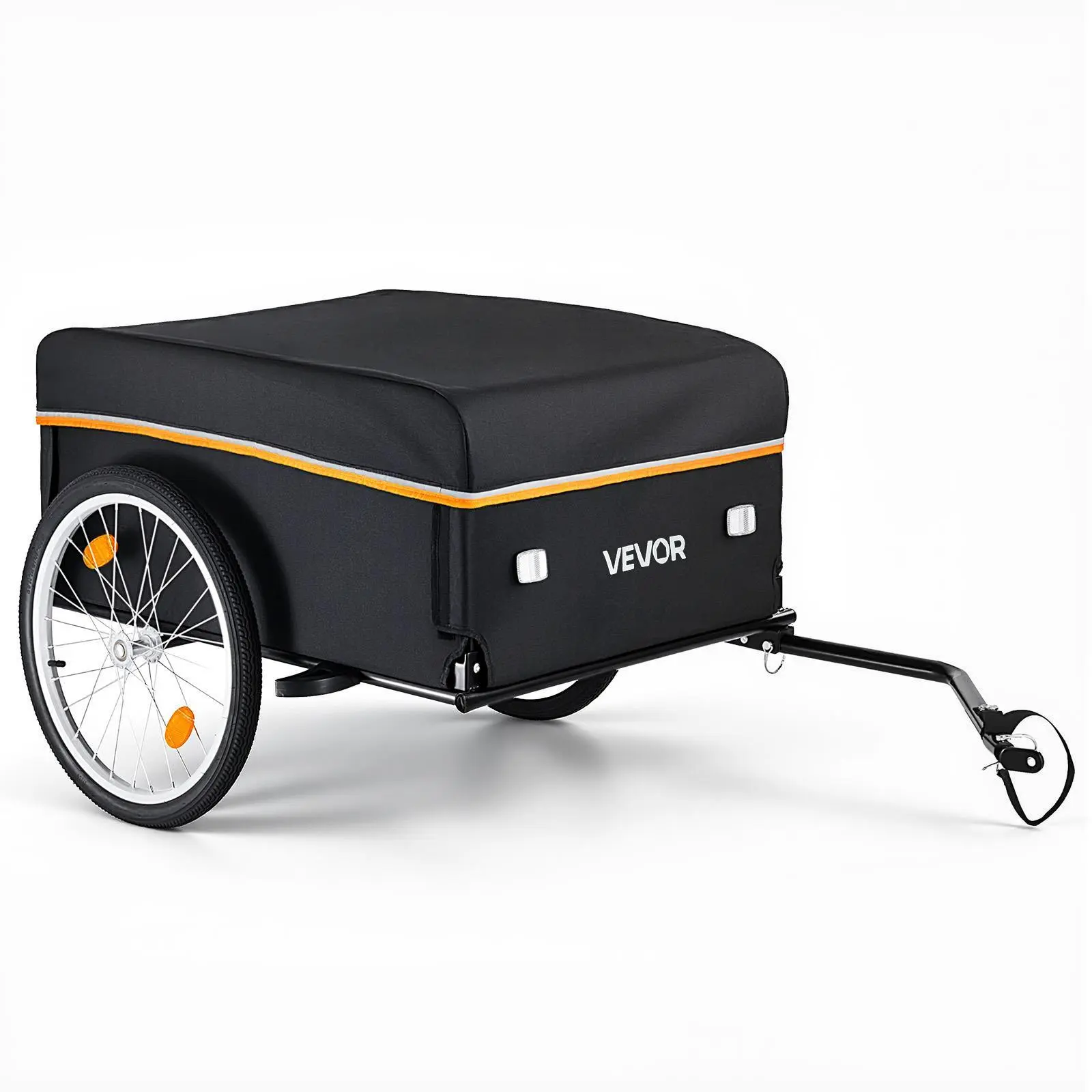 【summerfinds】VEVOR Bike Cargo Trailer 130 lbs Load Heavy-Duty Bicycle Wagon Cart Folding, Foldable Compact Storage with Waterproof Cover, 20-Inch Wheels, Reflectors, Carbon Steel Frame, Fits 22-28 in Bike Wheels