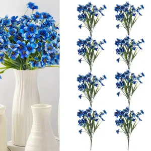 8 Bundles Artificial Outdoor Flowers Set,UV Resistant Faux Outdoor Plastic Flower Plants for Outside Indoor Decor,Christmas Party Gifts,Hand Tools Kits