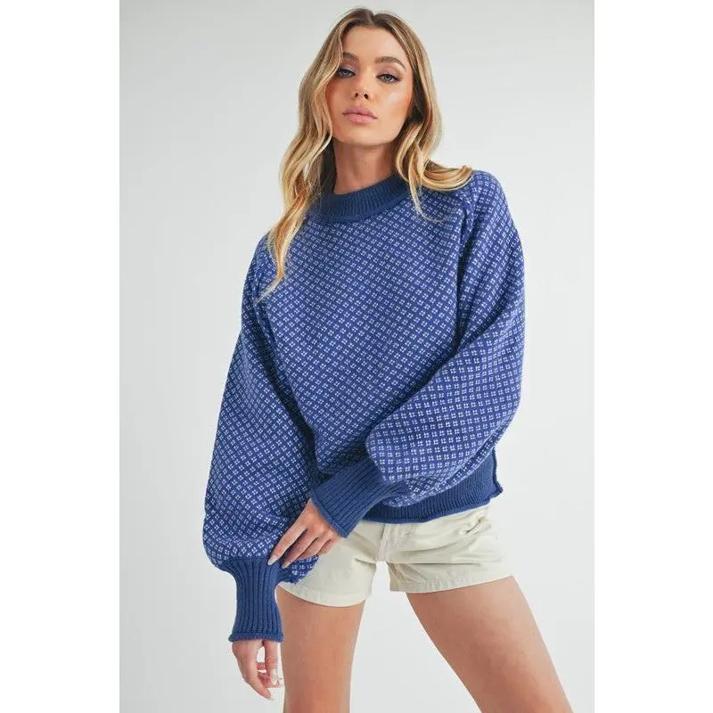 Royal Blue Bell Sleeve Sweater