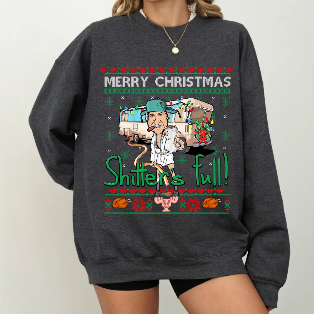Merry Christmas Shitter's Full Sweatshirt, Funny Christmas Graphic Crewneck, Vintage Holiday Sweatshirt, Christmas Humor Pullover, Spooky Santa Season Sweatshirt, Funny Christmas Gift for Friends, Unisex Holiday Sweatshirt