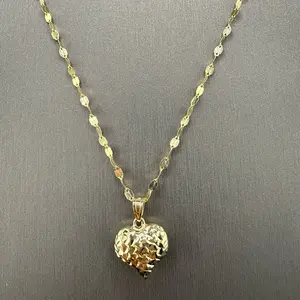 14k Gold Chain with Heart Pendant, 18 Inch Chain, Elegant and Durable