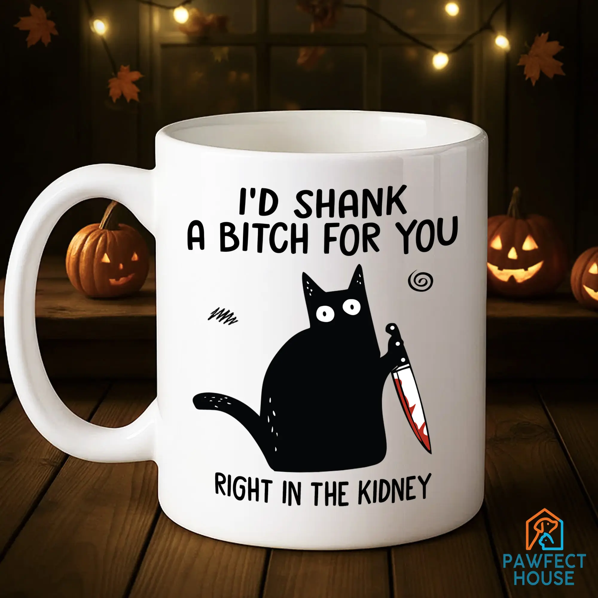 Pawfect House - Friendship 11oz Ceramic Mug - Defend My Bestie - Sarcastic Gift Idea Reusable Reusable Washable Coffee Cup Tumbler Reuse Drinkware