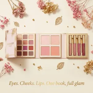 20-in-1 Cosmetic Makeup Palette (12 Eyeshadows, 4 Blushes/Highlighters, 4 Matte Lipsticks) - Pigmented, Waterproof, Blendable, Lightweight, Metallic, Flawless Contour, Travel-Friendly Aesthetic Gift for Her, Full Face Glow-Up Solution