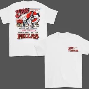 Ella Fella Club Western Cowboy Graphic Tee, Vintage Choosin Texas Back Print T-Shirt, Ella Fella Club T-Shirt, 1-800-777-Fella Tee