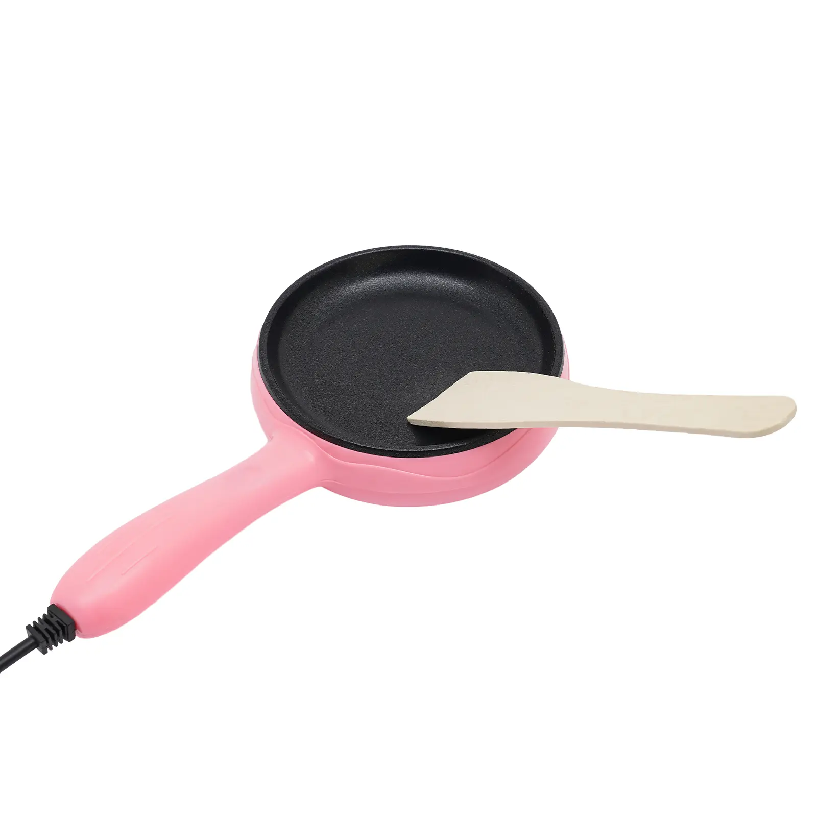 1Pcs Pink Round Mini Electric Skillet 110V 450W US Plug Stainless Steel PP Non Stick Coating Even Heating Overheat Protection No Assembly Small Electric Frying Pan For Dorm Single Home Cooking