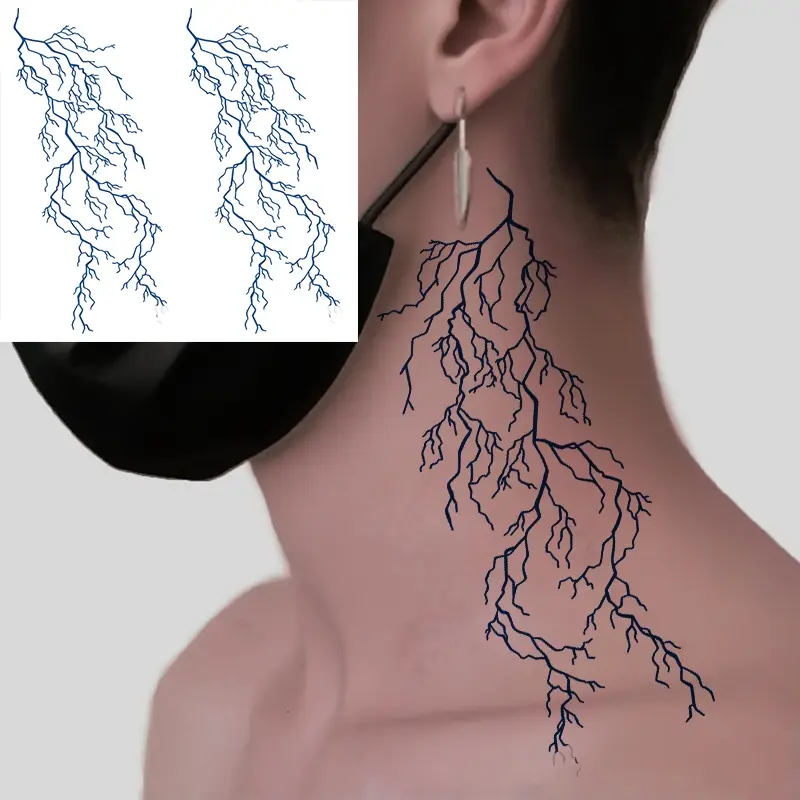 2 Pcs Lightning Temporary Tattoos, Waterproof Long-Lasting Flash Design, Bold Fashion Statement, Realistic Easy Application, Unisex, Temporary Tattoos Stickers, Temporary Fake Tattoos