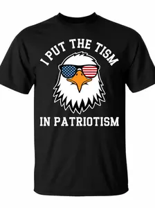 Put The Tism In Patriotism Athletic Eagle T-Shirt Unisex for Daily Wear 2026Funny Christmas Novelty Men's T-Shirt Summer Trendy Streetwear Fashion Top Quality Comfortable Casual Printed T-shirt Pure Cotton, Layer-Friendly, Works in Any Weather,