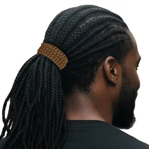 Men's Hair Ties Jumbo Size 2-Pack Mocha Super Stretchy for Locs and Braided Hair Soft & Strong Made in the USA