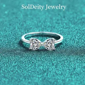 0.5 Carat Bow Tie Ring Heart Gemstone Engagement Ring Gorgeous Promise Engagement Eternity Tail Finger Band Wedding Bands Synthetic Moissanite Jewelry