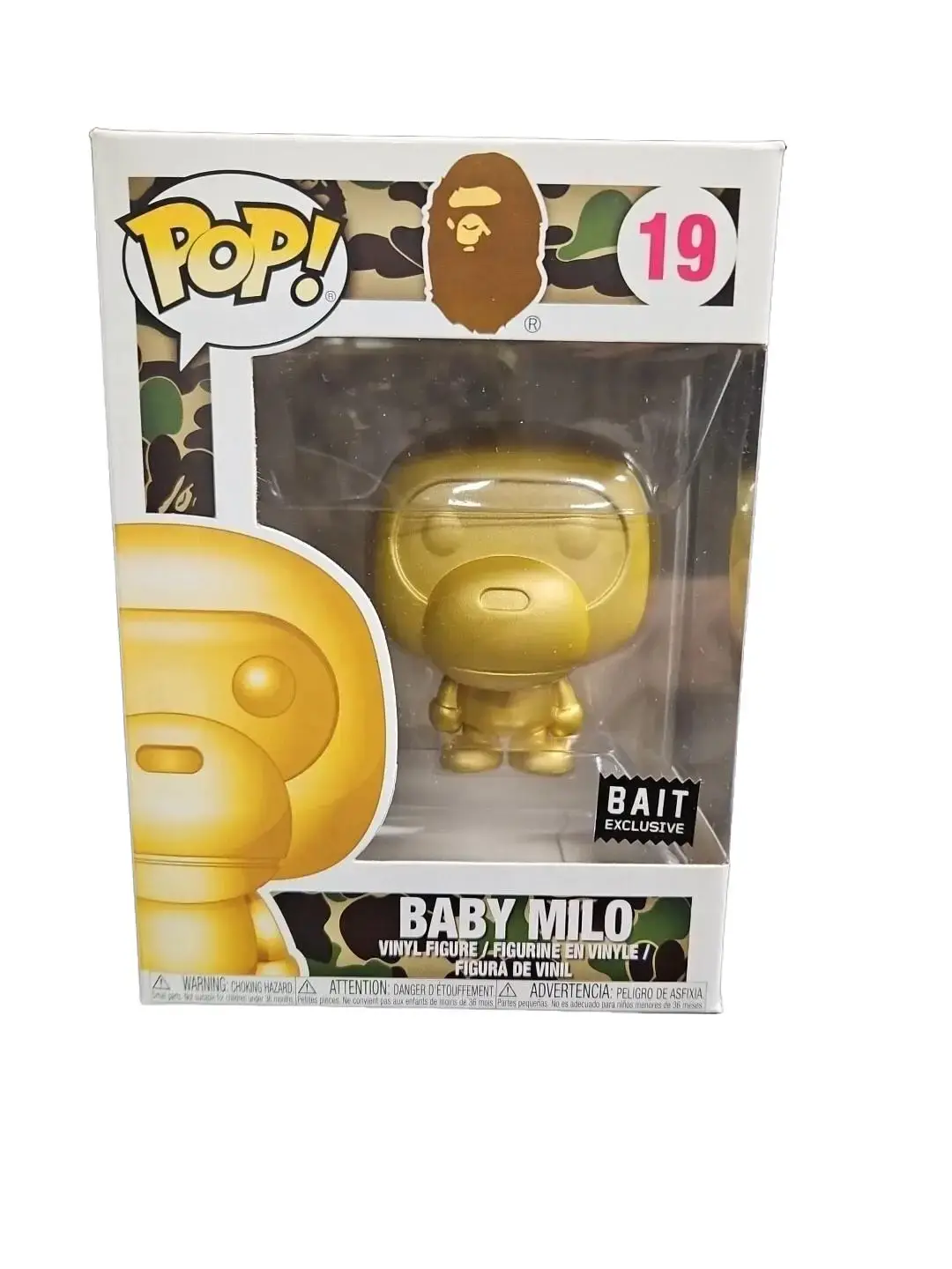 Funko Baby Milo GOLD #19 Vinyl Figure - BAPE x Bait Exclusive Collectible Figurine, Fusion of 2 Popular Brands, Fusion Of Two Popular Brands