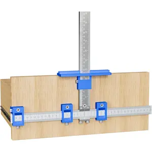 Cabinet Hardware Jig, Cabinet Handle Template with Center Punch, Double Scale Drawer Handle Jig with Alignment Drilled Hole for Handles and Pulls Door Drawer Front Knobs.