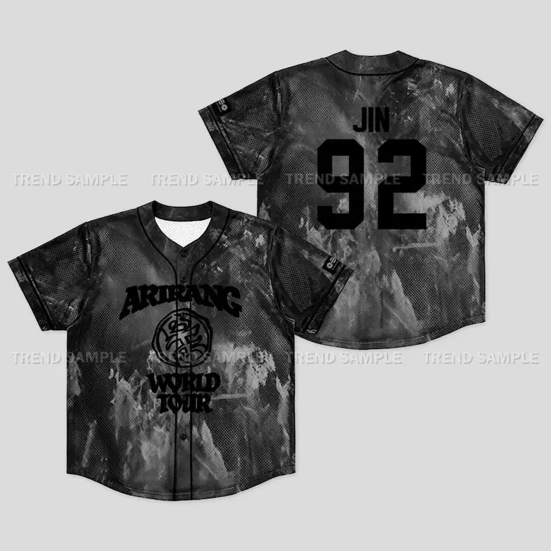 ARIRANG World Tour Baseball Jersey, KPop Fan Shirt, ARMY Concert Apparel, Mesh Sports Jersey, Streetwear Outfit, Music Lover Gift for Fans