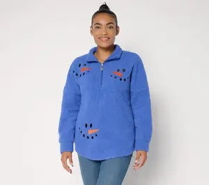 Quacker Factory Sherpa Snowman Smiles Half Zip