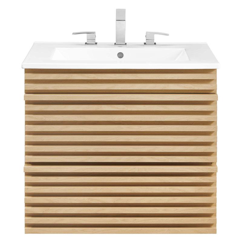 Modway Render 24" Wall-Mount Bathroom Vanity in Oak White