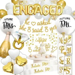 Gold & White Engagement Party Decor – He Asked, She Said Yes