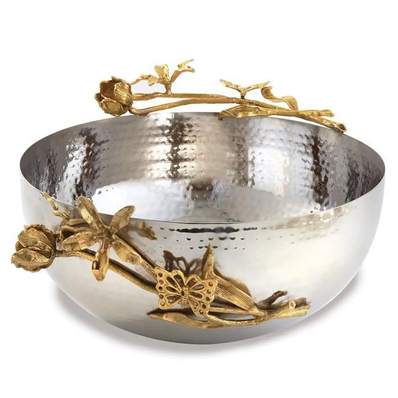 Jiallo 70060 Golden Butterfly Stainless Steel Bowl - 11 in. Dia., Gold, for Home Decor, Food Serving