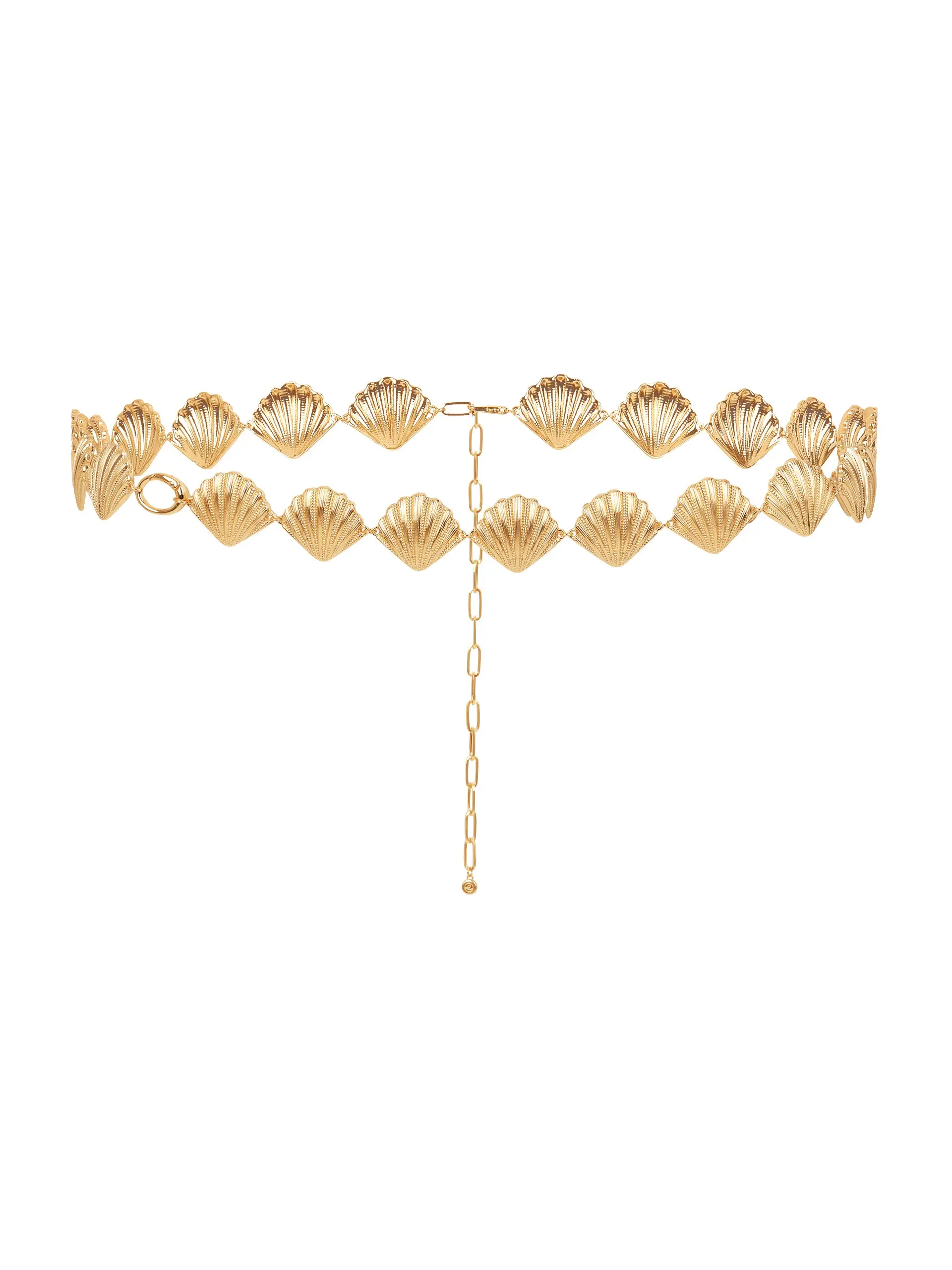 Ettika Shell Dual-Wear Waist and Necklace Chain Gold Tone Zinc Adjustable Jewelry with 31" Waist Chain 12" Choker and Lobster Clasp for Versatile Body Piercing