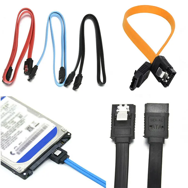 SATA Cable III, 3 Pack SATA Cable III 6Gbps Straight HDD SDD Data Cable with Locking Latch 15 Inch Compatible for SATA HDD, SSD, CD Driver, CD Writer