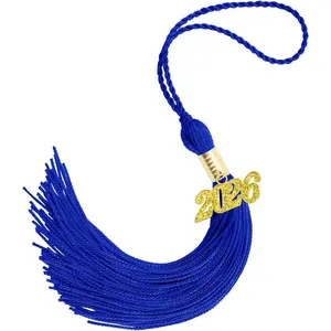 2026 Royal Blue Graduation Cap Tassels with 2026 Year Gold Charms for Grad Cap Hat Party Ceremonies Memorial Graduation Decorations