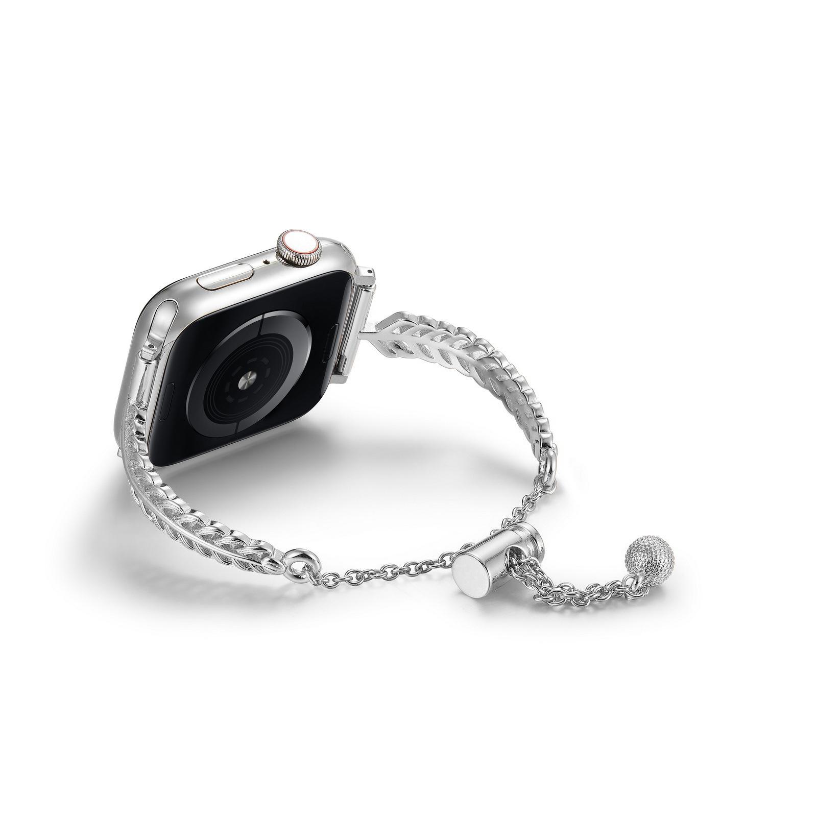 OEM Adjustable Metal Feather-Link Apple Watch Band, Compatible with Series 2/4/6/8, Stylish Lightweight Bracelet Strap for Everyday & Spring Wear