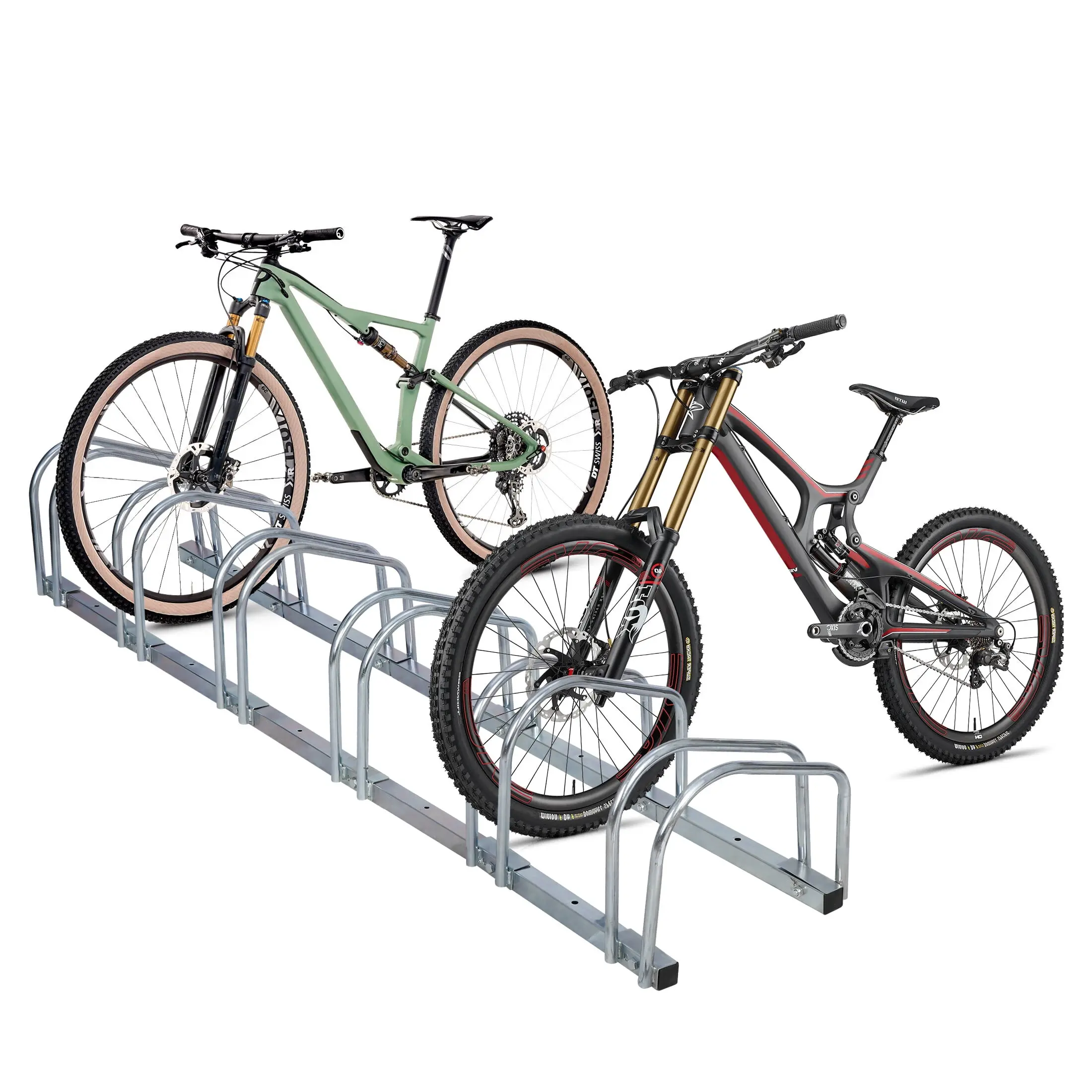 ZENY Durable Steel Frame Adjustable Floor-Mount Bicycle Rack Stand, Modular Setup for 6 Bikes (Including Children Bikes), Silver, 1 Unit, 15.5 Lbs, Outdoor Garage Parking Solution, Bike Parking