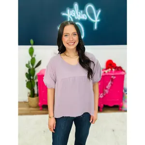 Pleasantly Perfect Bubble Sleeve Peasant Blouse